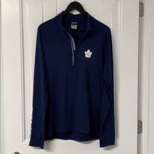 Ladies Maple Leafs Logo 3/4 Zip LS Shirt, XL